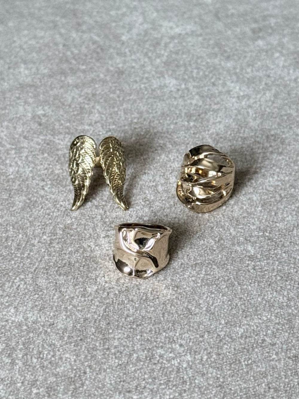 Set of 3 Chunky Gold Rings